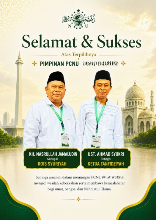 PCNU  Pengurus Cabang Kabupaten Tulungagung Rois Syuriyah KH Nasrullah Jamaludin dan Ketua Tanfidziyah Ust Ahmad Syukri